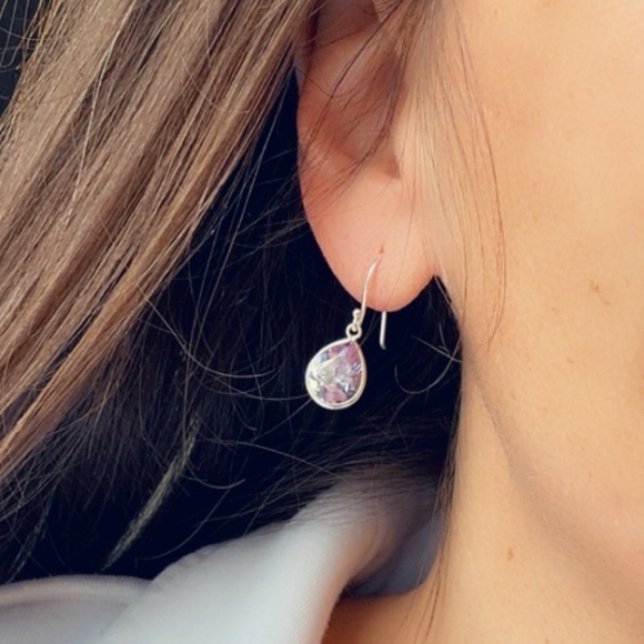 Sterling Silver Crystal Gemstone Drop Earrings - Picture 14 of 14